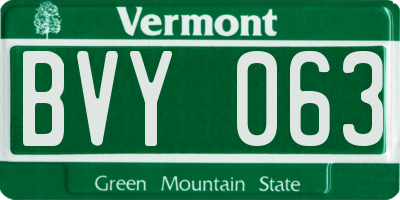 VT license plate BVY063