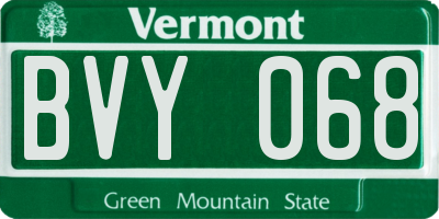VT license plate BVY068