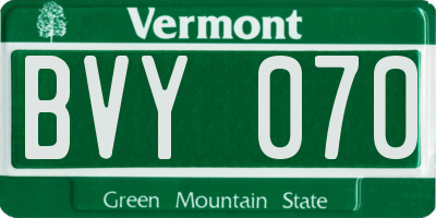VT license plate BVY070