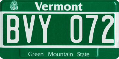 VT license plate BVY072