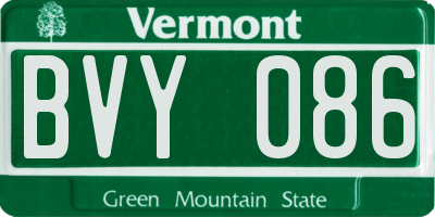 VT license plate BVY086