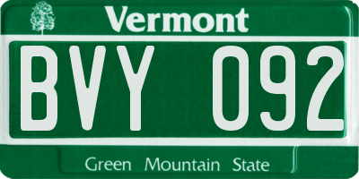 VT license plate BVY092