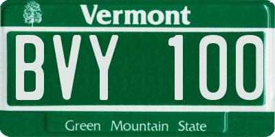 VT license plate BVY100
