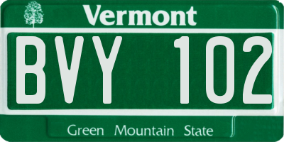 VT license plate BVY102
