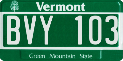 VT license plate BVY103