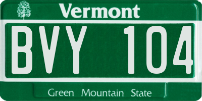 VT license plate BVY104