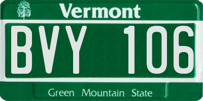VT license plate BVY106