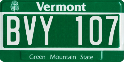VT license plate BVY107