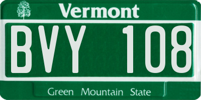 VT license plate BVY108
