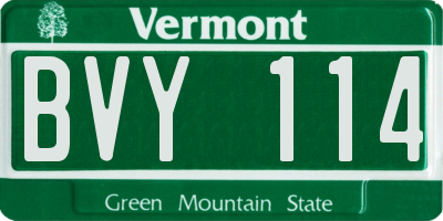 VT license plate BVY114