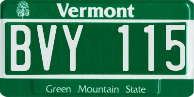 VT license plate BVY115