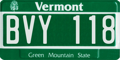 VT license plate BVY118