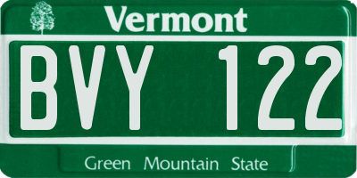 VT license plate BVY122