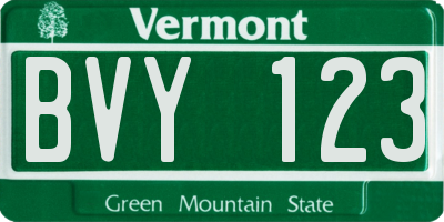 VT license plate BVY123