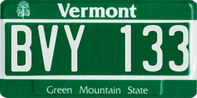 VT license plate BVY133
