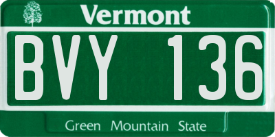 VT license plate BVY136