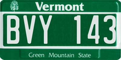 VT license plate BVY143