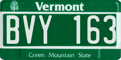 VT license plate BVY163