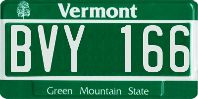 VT license plate BVY166