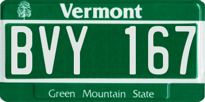 VT license plate BVY167
