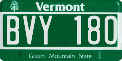 VT license plate BVY180