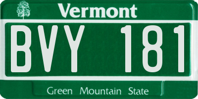 VT license plate BVY181