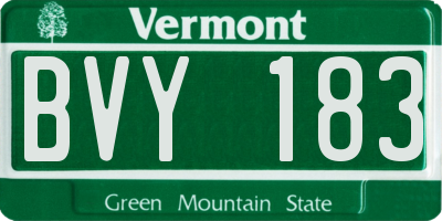 VT license plate BVY183