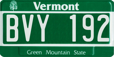 VT license plate BVY192