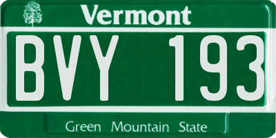 VT license plate BVY193