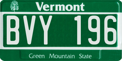 VT license plate BVY196