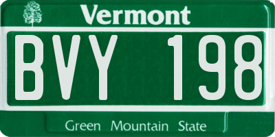VT license plate BVY198