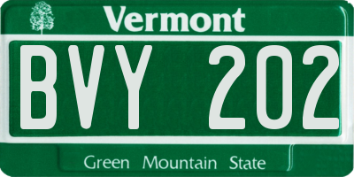 VT license plate BVY202