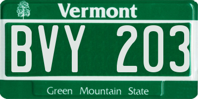 VT license plate BVY203