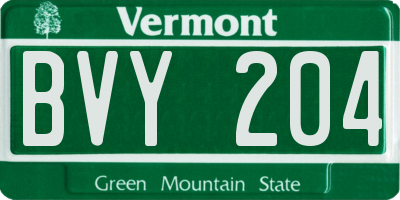VT license plate BVY204