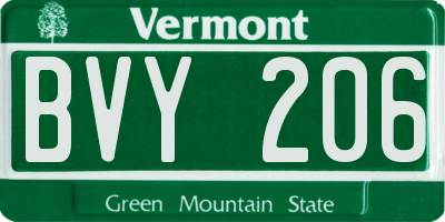 VT license plate BVY206