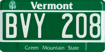 VT license plate BVY208