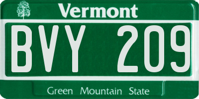 VT license plate BVY209