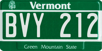VT license plate BVY212