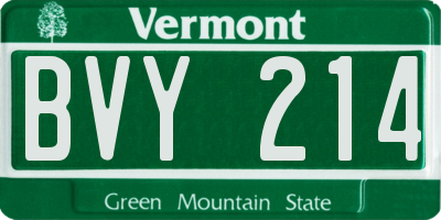 VT license plate BVY214