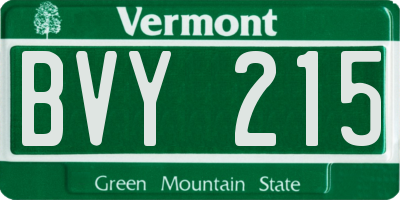 VT license plate BVY215