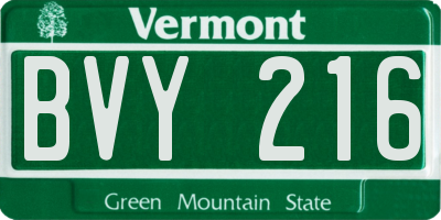 VT license plate BVY216