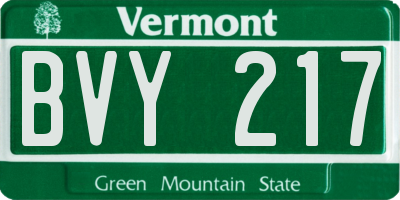 VT license plate BVY217