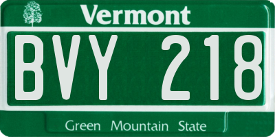 VT license plate BVY218