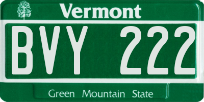 VT license plate BVY222