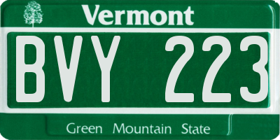 VT license plate BVY223