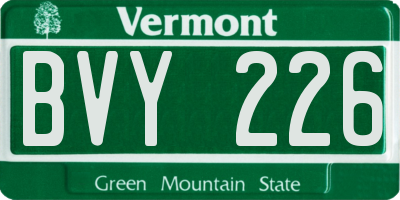 VT license plate BVY226