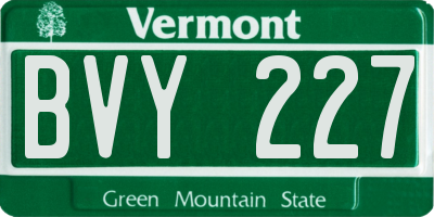 VT license plate BVY227