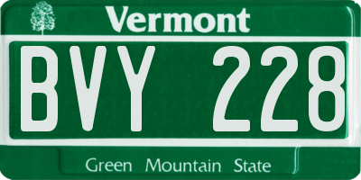 VT license plate BVY228