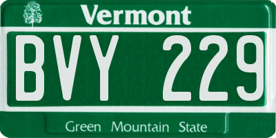 VT license plate BVY229