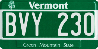 VT license plate BVY230
